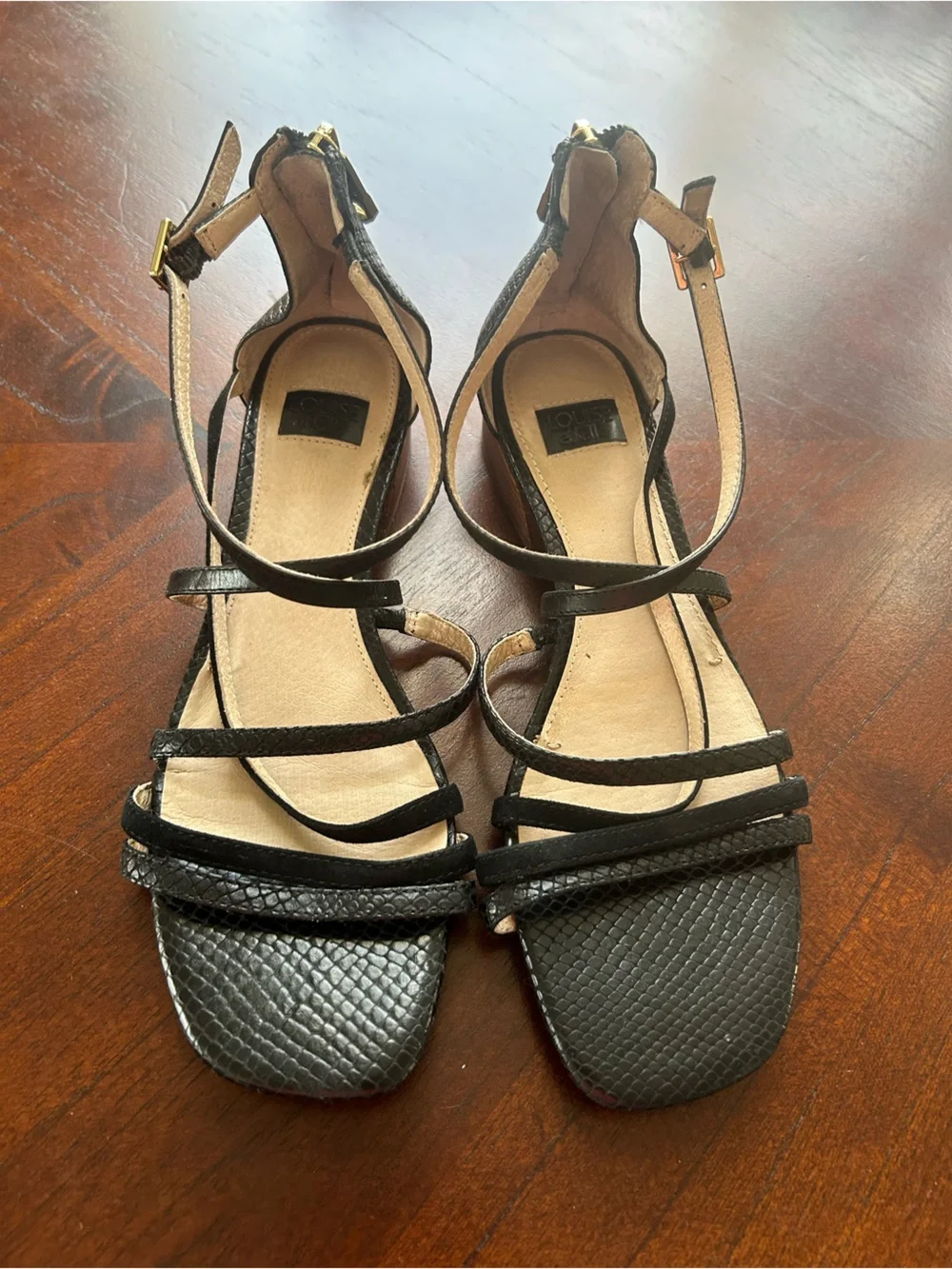 Louise et Cie Black Strappy Ankle-Zip Sandals size 6